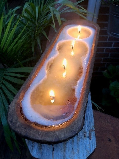 20" Wood Bread Bowl Candles