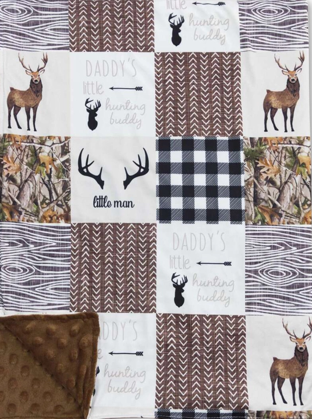 Baby/Toddler Daddy's Little Hunting Buddy Patchwork Minky Blanket