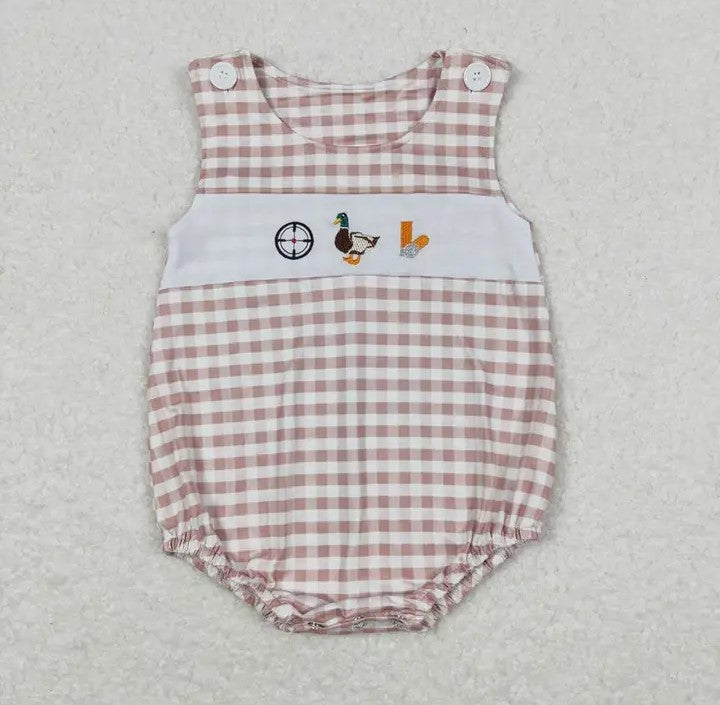 Baby/Toddler Boys Brown Checkered Duck Onesies