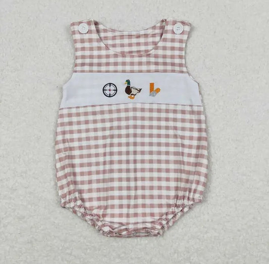 Baby/Toddler Boys Brown Checkered Duck Onesies