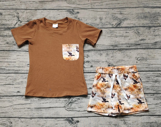 Baby/Toddler Boys Brown Duck Pocket Tee and Duck Short Set