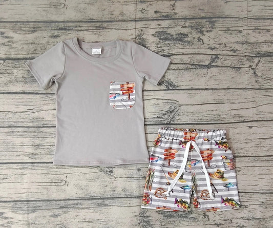 Baby/Toddler Boys Grey Fishing Pocket Tee and Shorts Set