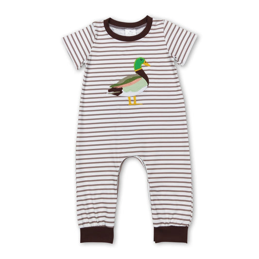 Baby/Toddler Boys Short Sleeve Brown Stripe Duck Bodysuit