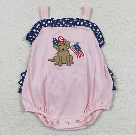 Baby/Toddler Girls 4th of July Dog Onesies