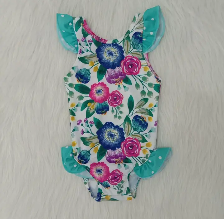 Baby/Toddler Girls Pink and Blue Flower One-Piece Swimsuit