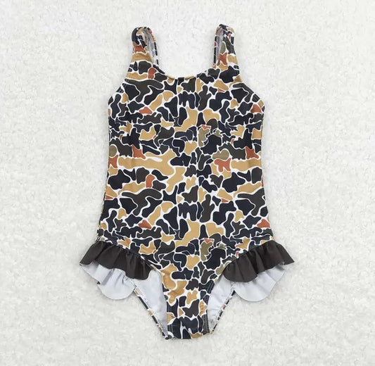 Baby/Toddler Girls Brown Camo Swimsuit