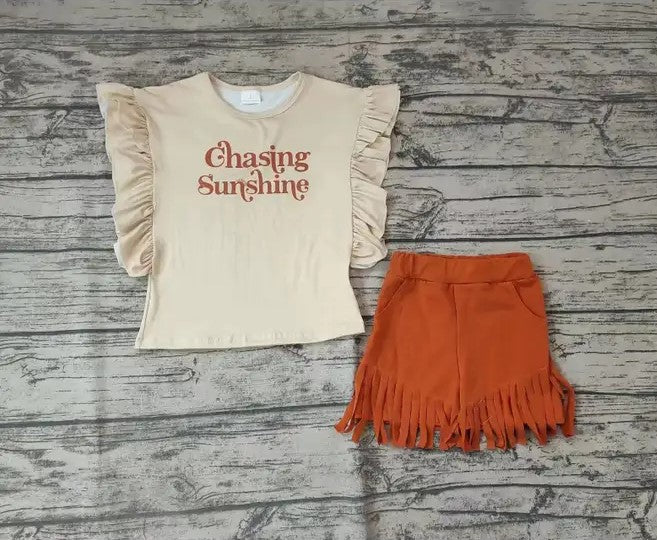 Baby/Toddler Girls Chasing Sunshine Top and Fring Short Set