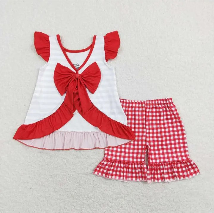 Baby/Toddler Girls Crawfish Tunic Top and Red Checkered Shorts Set