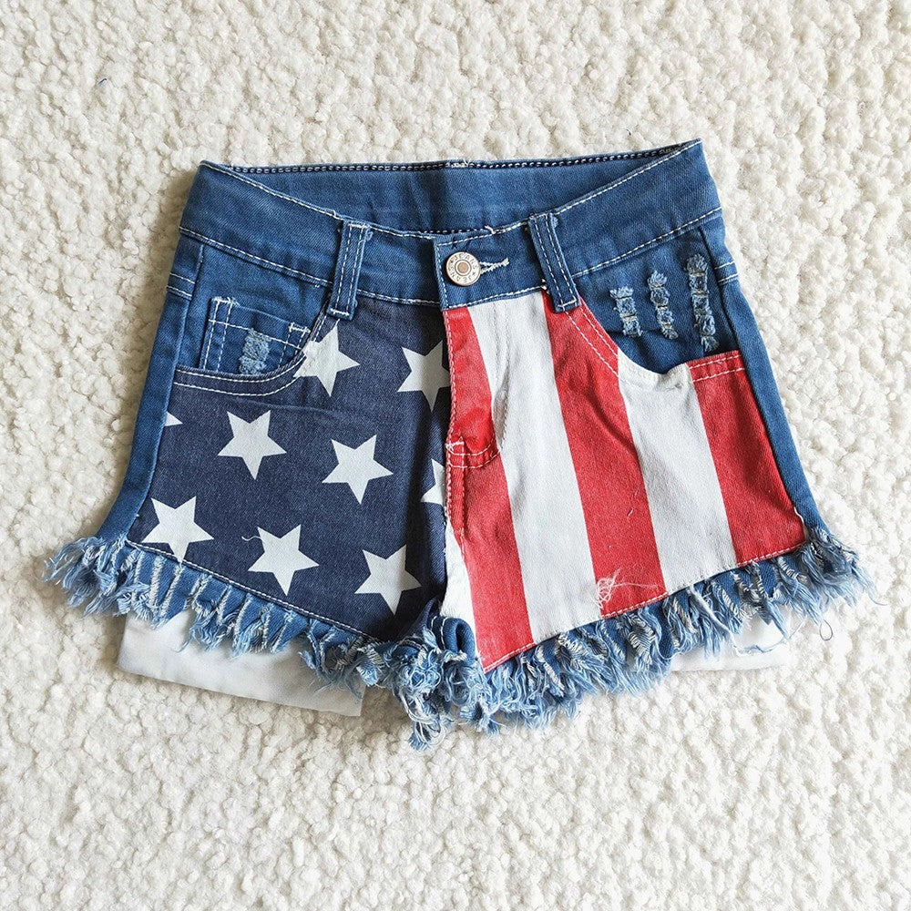 Baby/Toddler Girls 4th Of July Denim Shorts