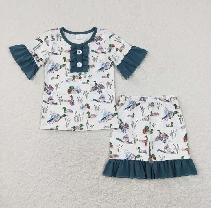 Baby/Toddler Girls Duck Short Sleeve Top and Short Pajamas