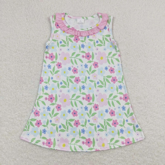 Baby/Toddler Girls Pink Floral Sleeveless Knee Length Dress