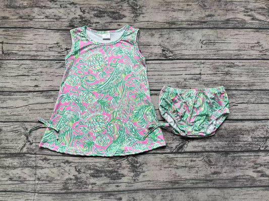 Baby/Toddler Girls Green Fishes Tunic Top Bummie Set