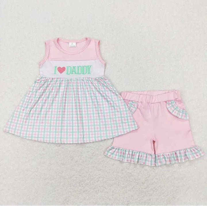 Baby/Toddler Girls I Love Daddy Tunic Top and Pink Short Set