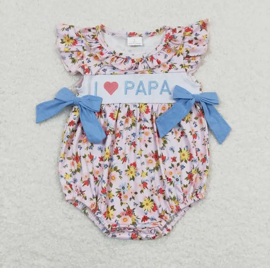 Baby/Toddler Girls I Love Papa Flutter Sleeve Bows Onesies