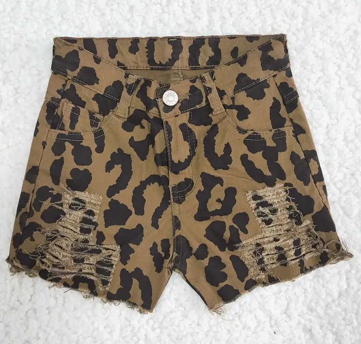 Baby/Toddler Girls Leopard Distressed Shorts