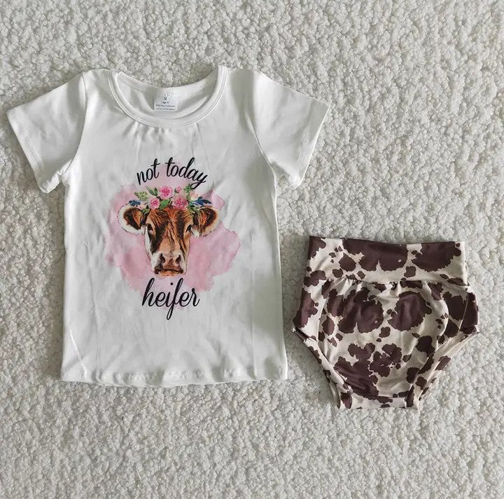 Baby/Toddler Girls Not Today Heifer Top with Bummie Set