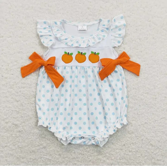 Baby/Toddler Girls Peach Flutter Sleeve with Bows Onesies