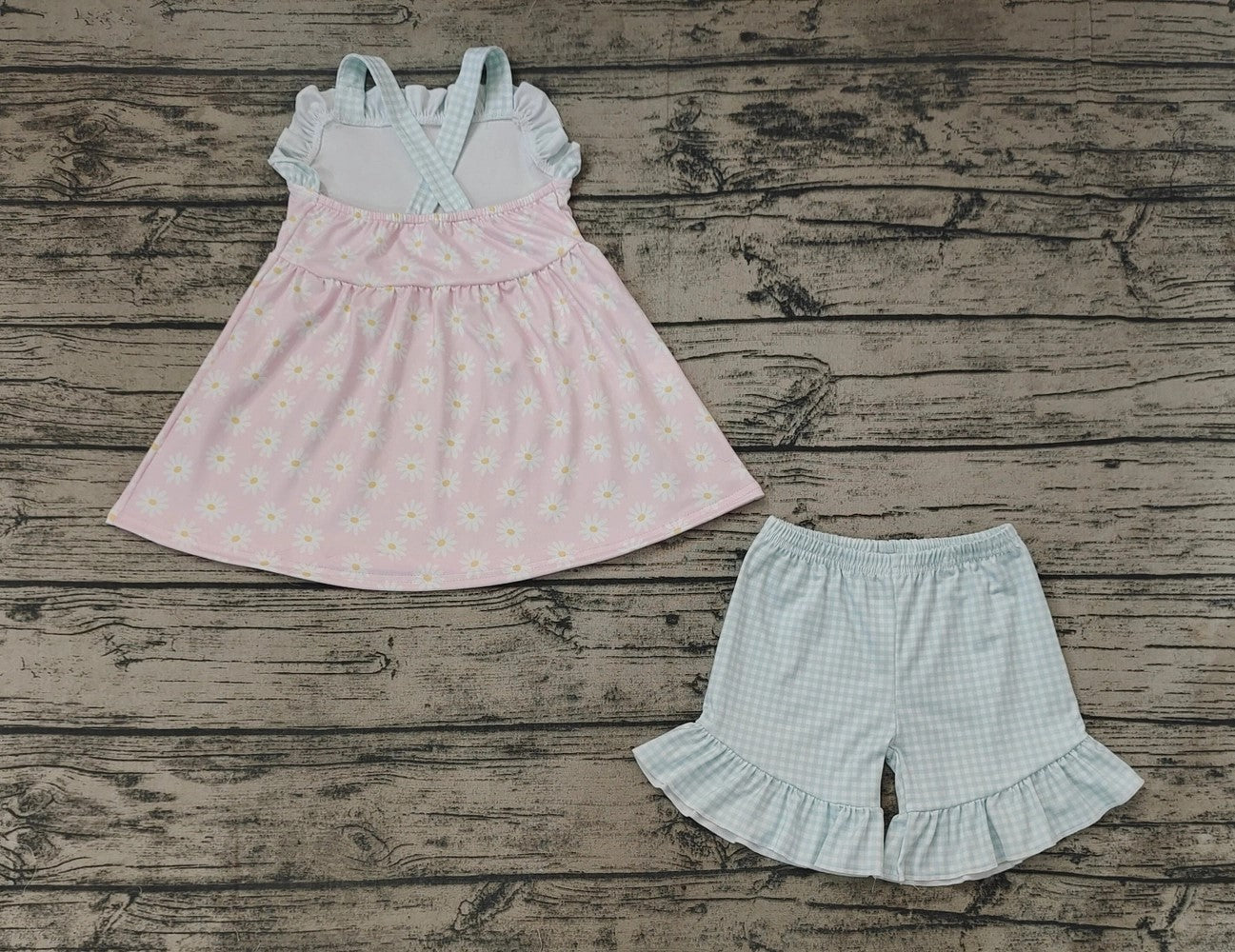 Baby/Toddler Girls Pink Daisey Tunic Top with Ruffle Shorts Set