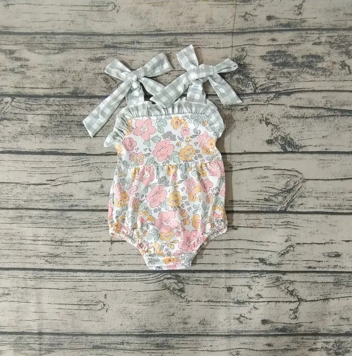 Baby/Toddler Girls Pink and Green Flower Onesies