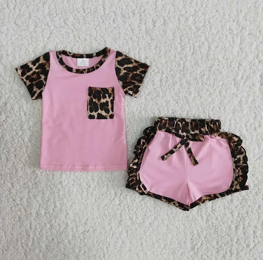 Baby/Toddler Girls Pink Leopard Short Set