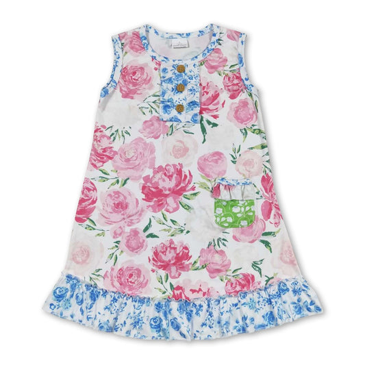 Baby/Toddler Girls Sleeveless Floral Ruffle Night Gown