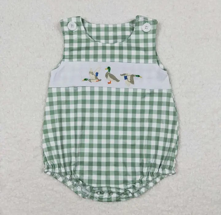 Baby/Toddler Boys Green Checkered Duck Bodysuit