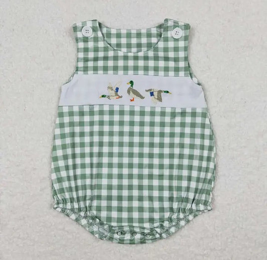 Baby/Toddler Boys Green Checkered Duck Bodysuit