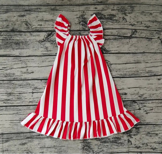 Baby/Toddler Girls 4th of July Red Stripe Big Bow Knee Length Dress