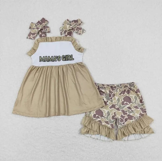 Baby/Toddler Girls Mama's Girl Top with Camo Shorts Set