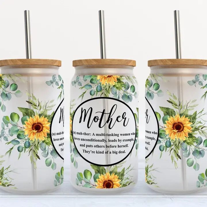 Mother Definition Sunflowers 16 OZ Libbey Glass Tumbler