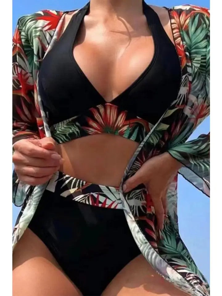 Women's Floral Bikini and Cover Set