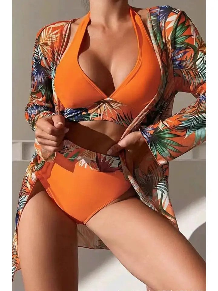 Women's Floral Bikini and Cover Set