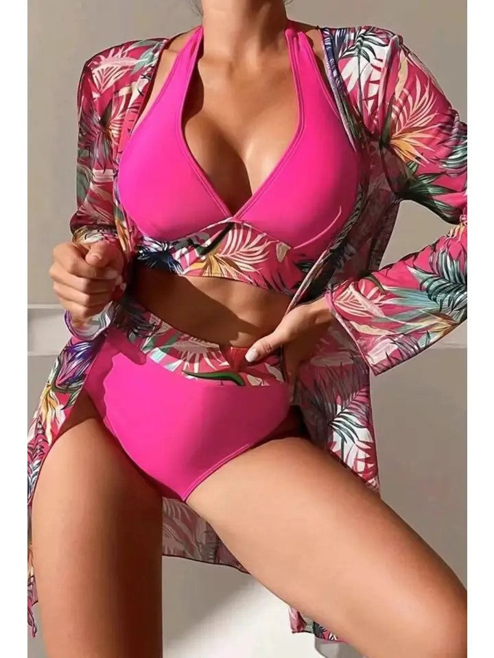 Women's Floral Bikini and Cover Set