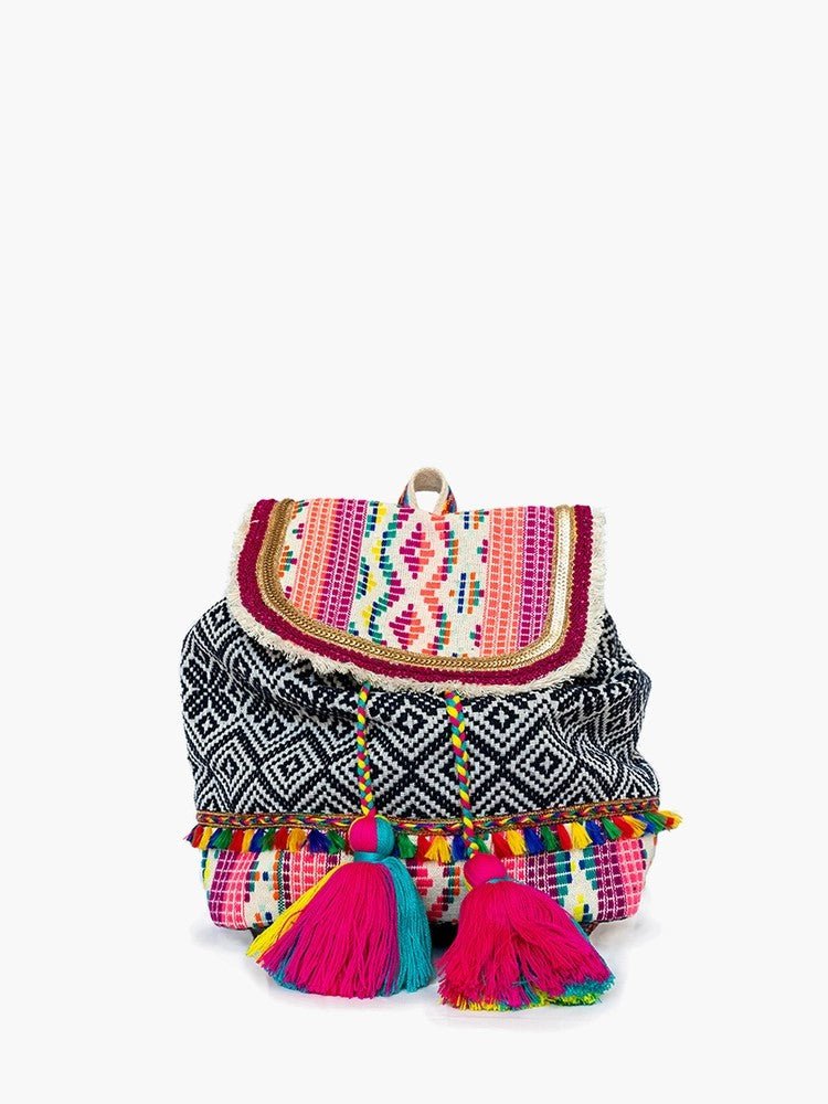 Women's Magdelena Aztec Cotton Backpack W/ Tassels