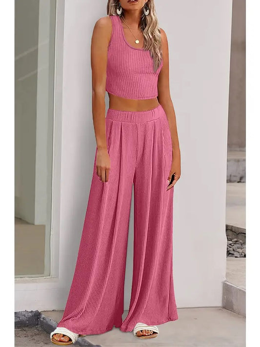 Women's Ribbed Top and Pants Set