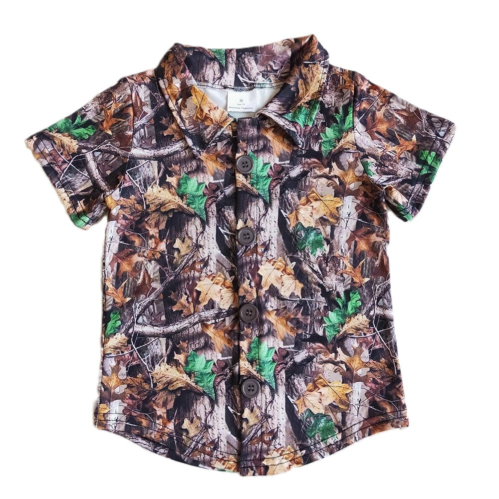 Youth Boys Camo Button Down Top