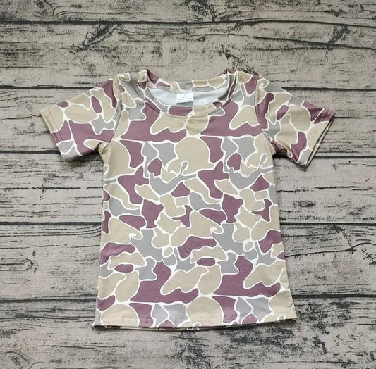 Youth Boys Green Camo Short Sleeve Top