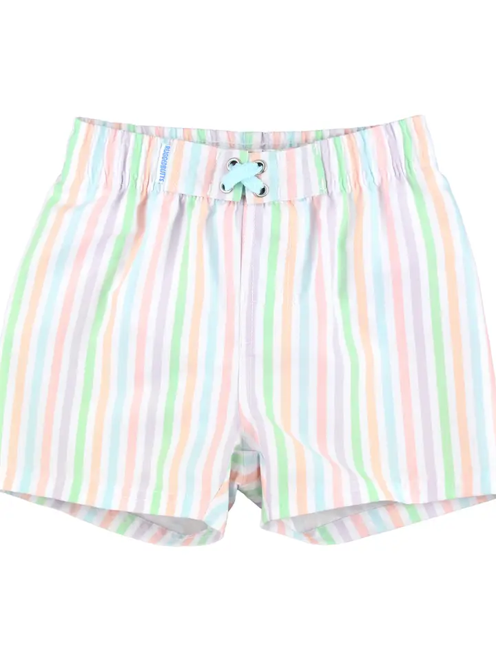 Youth Boys Pale Rainbow Strip Swim Trunks