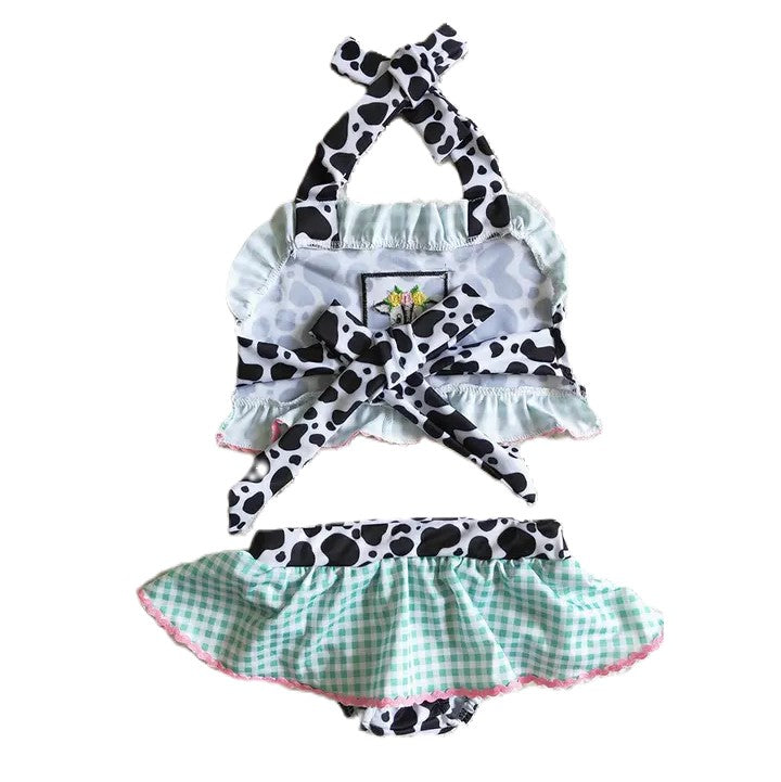 Youth Girls Cow Print 2-Piece Swimsuit