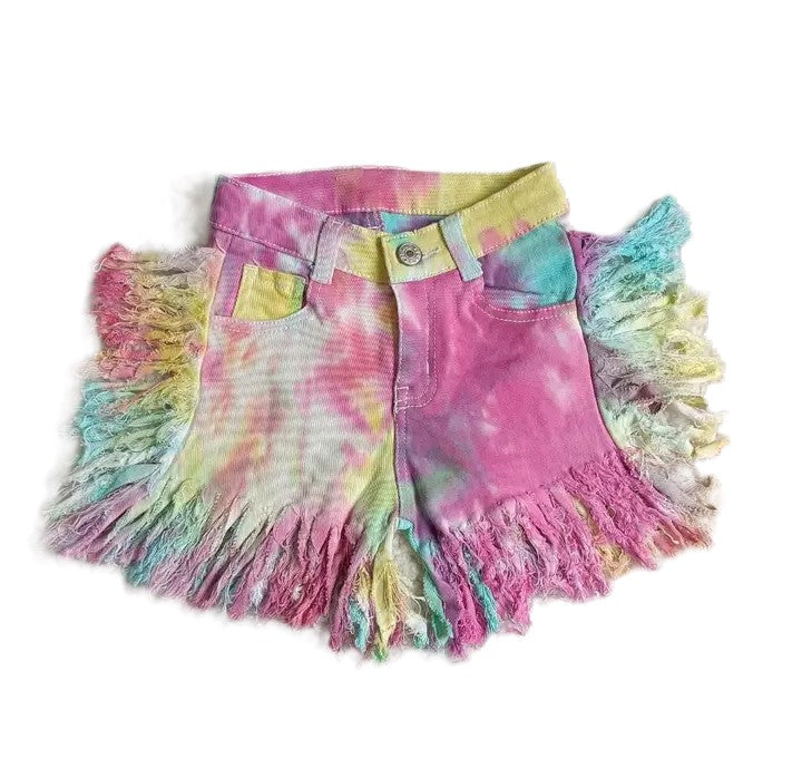 Youth Girls Colorful Tassel Shorts