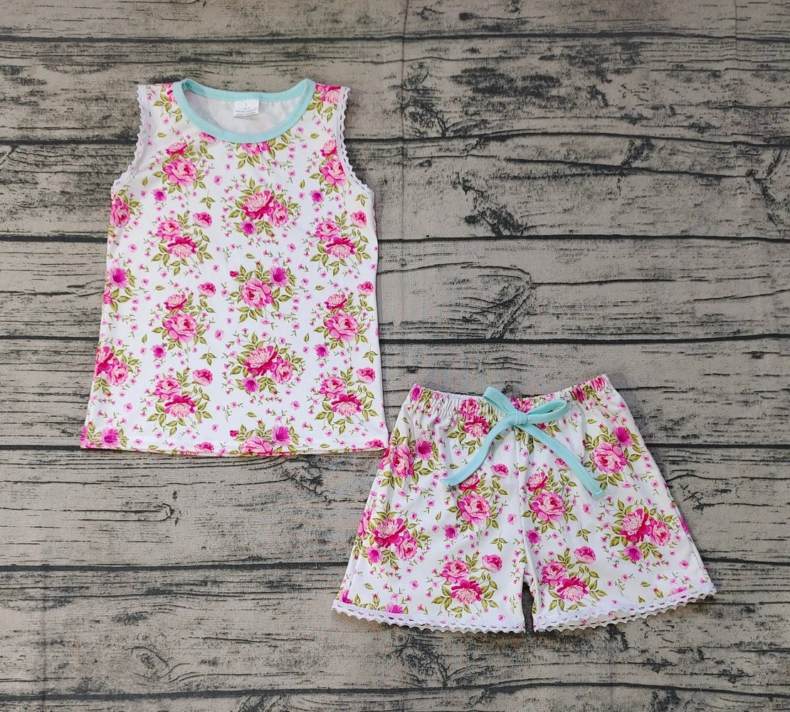 Youth Girls Sleeveless Flower Pajamas