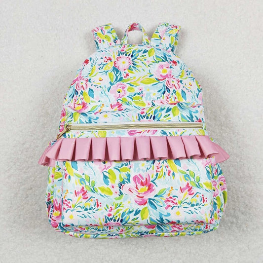 Youth Green Pink Flowers Backpack