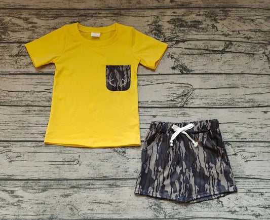 Baby/Toddler Boys Yellow Camo Pocket Tee Bottomland Camo Short Set