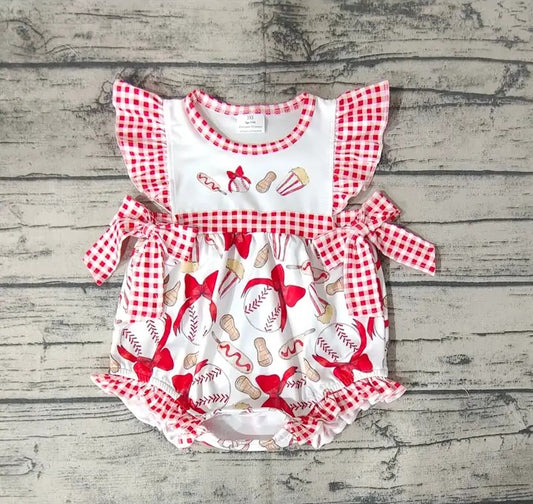 Baby/Toddler Girls Baseball Flutter Sleeve Bows Onesies